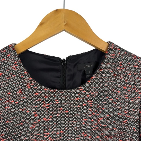 NWT J. Crew Tweed 3/4 Sleeve Sheath Dress Gray Coral Size 4 Style E4375 Career - Picture 5 of 16
